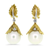 18ct Gold South Sea Pearl and Diamond Earrings