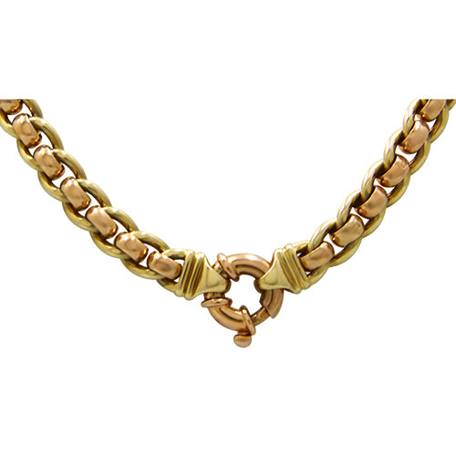 9ct Two Tone Roller Link Necklace
