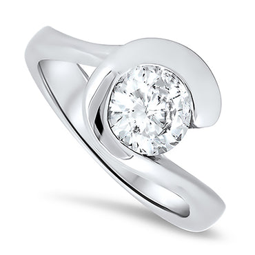 0.85ct Diamond Solitaire Handmade Ring in 14k White Gold | London Loans