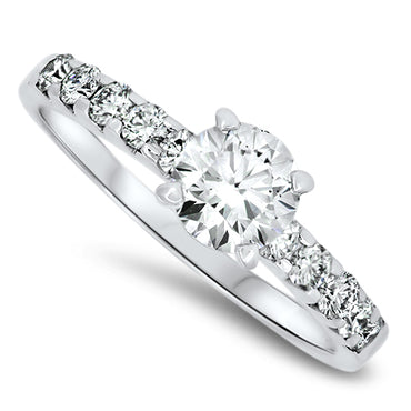 1.10ct Diamond Engagement Ring in 18ct White Gold Handmade F/G VS2 | London Loans