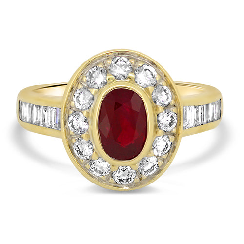 2.31ct Natural Ruby & Diamond Cluster Ring | London Loans