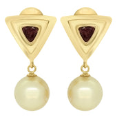 South Sea Pearl and Tourmaline Drop Earrings in 18ct Gold