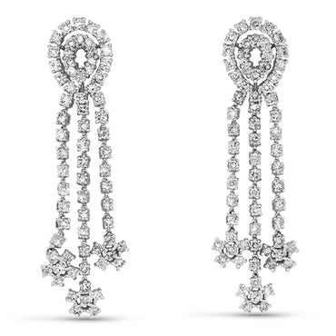 3.00ct Diamond Drop Earrings with 136 Diamonds in 18k White Gold