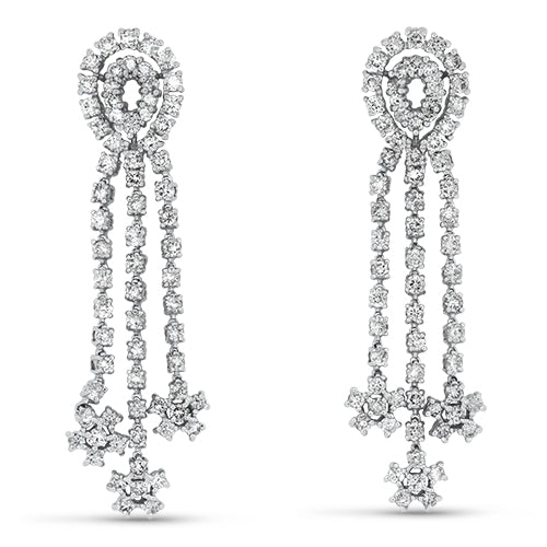 3.00ct Diamond Drop Earrings with 136 Diamonds in 18k White Gold