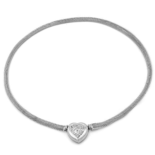 Diamond Heart Shaped Necklace in 18k White Gold
