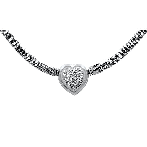 Diamond Heart Shaped Necklace in 18k White Gold