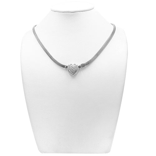 Diamond Heart Shaped Necklace in 18k White Gold
