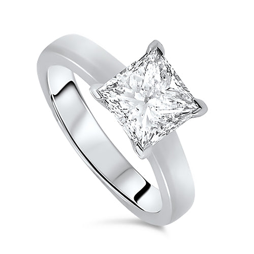 2.01ct Princess Cut Diamond Engagement Ring in 18ct White Gold F SI1 | London Loans